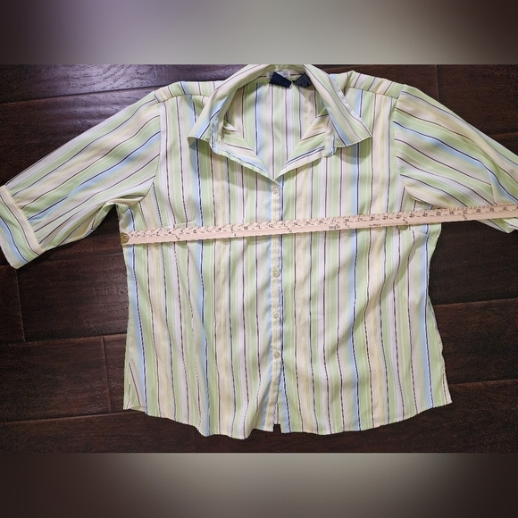 Cotton Express Striped Stretch Button Up Collared Womens Blouse 18W - Picture 6 of 9